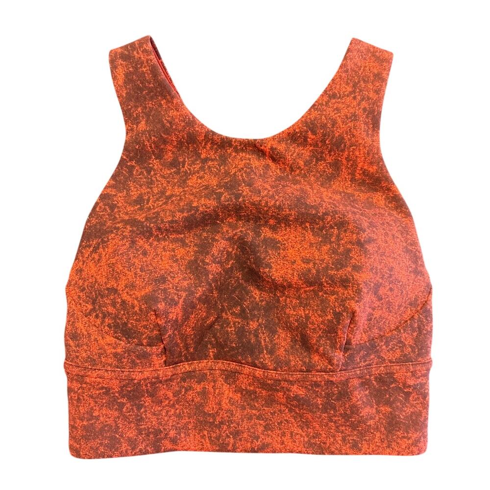 Lululemon Sports Bra Thick Band Scoop Neck, Orange Acid Wash, Women's Size 2 - Picture 1 of 4